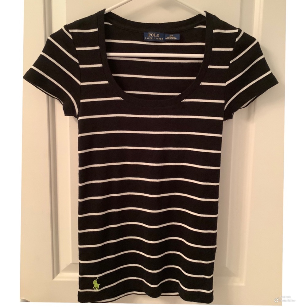 Polo by Ralph Lauren Black Striped T-Shirt Top